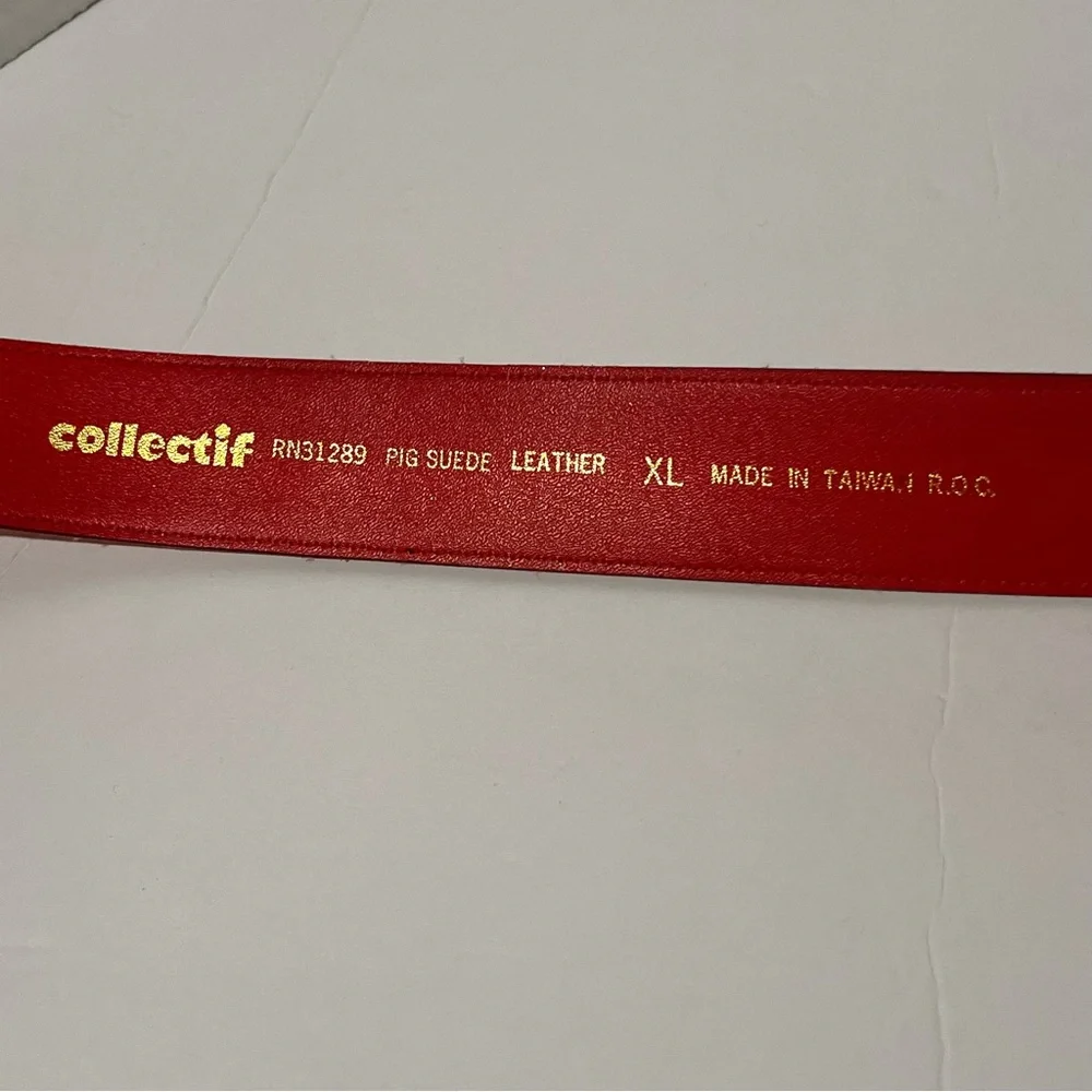 1980s maximalist jewel-tone red suede statement belt